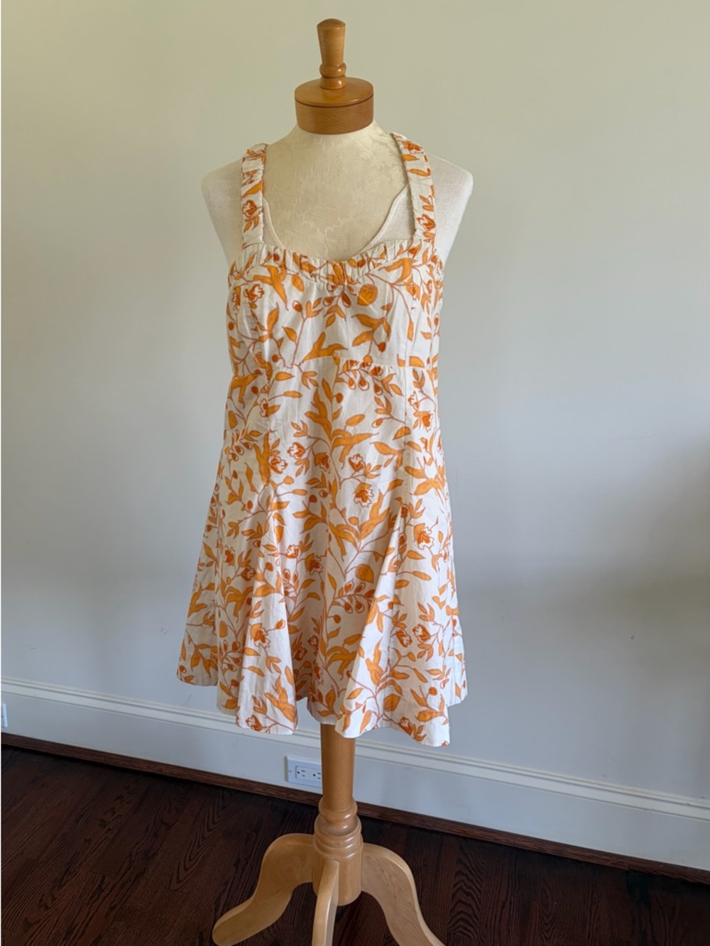 Maeve White Mini Dress with Orange Floral
Pockets